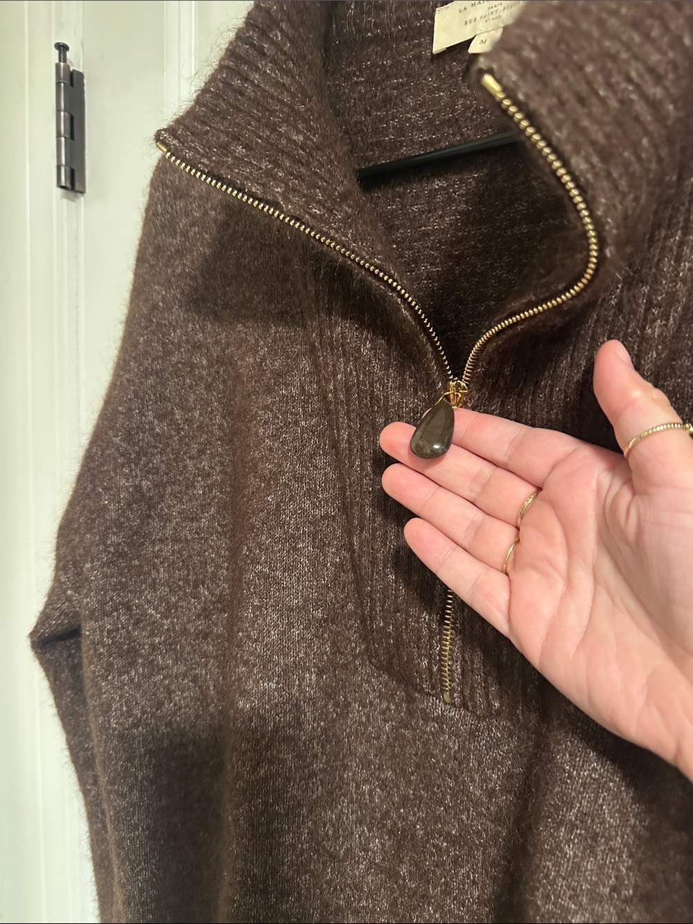 NWOT Sézane Tobias Half Zip Sweater in Dark Chocolate size M - Picture 4 of 13